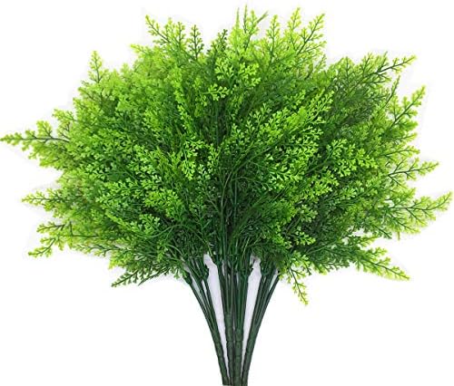 CATTREE Artificial Ferns Shrubs Bushes, Faux Plastic Plants Fern Leaves Fake Persian Grass Wedding Indoor Outdoor Home Garden Verandah Kitchen Office Table Centerpieces Arrangements Decoration 4 Pack by CATTREE