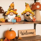 Hodao Fall Decorations for Home Resin Thanksgiving Gnome Figurines 2 Pcs - Image 5