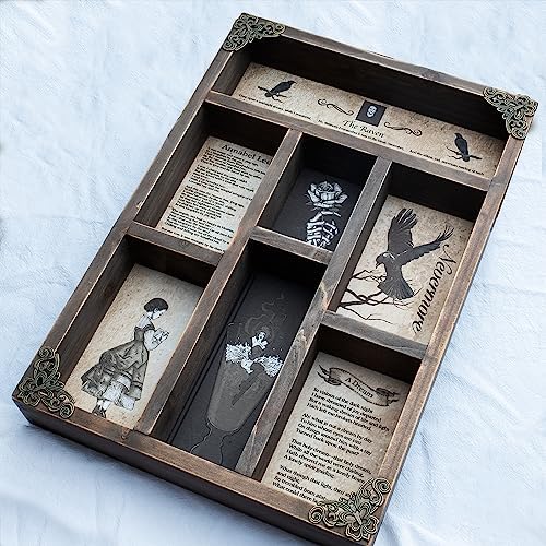 INSOVITA Rustic Edgar Allan Poe Poems Cabinet of Curiosities,Victorian Gothic Decor for Shelves, Small Wall Shelf, Halloween Decor, Floating Shelves, Vintage Wall Decor, Gift for Poetry/Goth Fans - Image 2