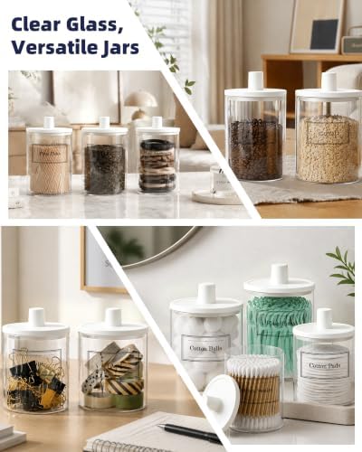 Glass Qtip Holder Dispenser - 4 Pack, Bathroom Decor and Organizer - Image 6