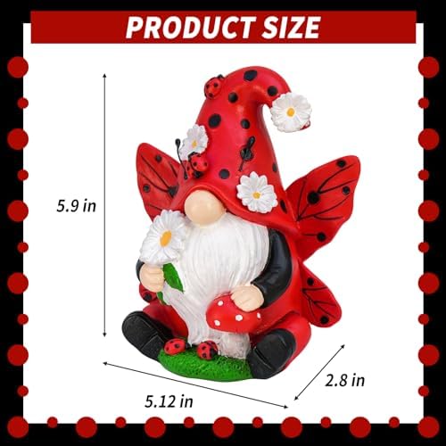 Ladybug Gnome Figurine Garden Decor Ladybug Gifts for Women - Image 3