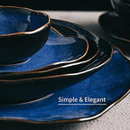 8 Inch Ceramic Decorative Bowl, Blue Reactive Glaze Centerpiece - Image 4