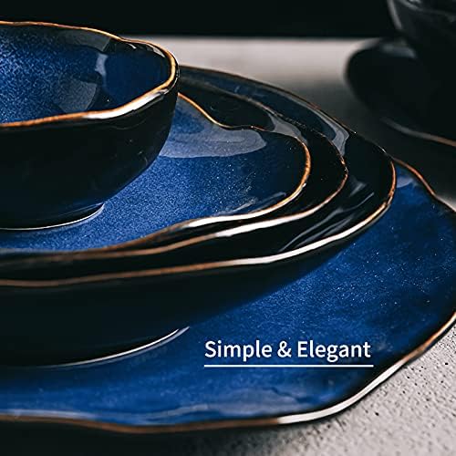 6 Inch Ceramic Decorative Bowl, Blue Reactive Glaze Key Tray - Image 4