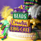 Marsui 4 Pcs Mardi Gras Decorations Mardi Gras Centerpieces Table Decorations Farmhouse Wooden Tabletop Blocks Sign for Home Party Rustic Tiered Tray Shelf Office Carnival Decor - Image 2