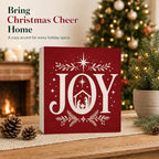 Christmas Decorations Joy Nativity Red Christmas Snowflake Xmas Wood Sign - Image 2