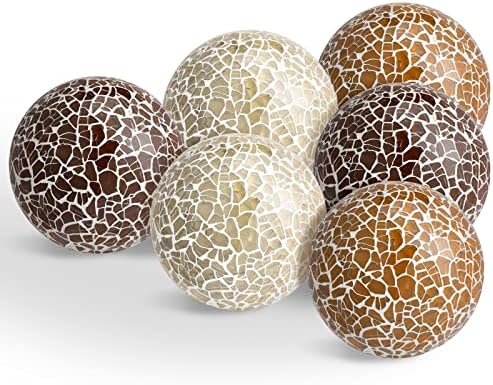 Vesici 6 Pcs Decorative Glass Balls Mosaic Orbs for Bowls,Classic Colors by Vesici