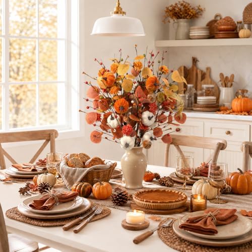 6PCS Artificial Pumpkin Stems, Fall Floral Stems Thanksgiving Decorations - Image 4