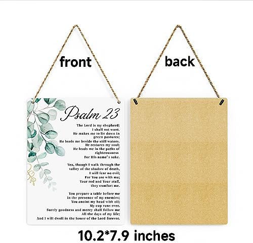 BELLOWDEER Bible Verse Psalm 23 Christian Gifts, Inspirational Wall Decor, Scripture Wall Art Wooden Hanging Sign for Modern Home Office Bathroom Bedroom Wall Art Decor 8x10 Inches - Image 7