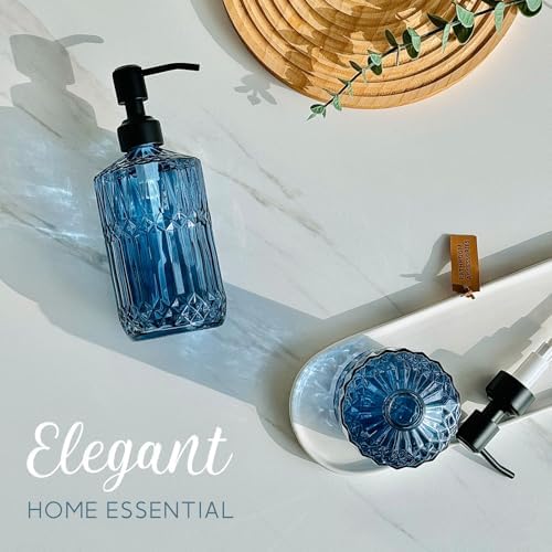 JASAI 18 Oz Blue Soap Dispenser with Black Rust Proof Pump - Image 5