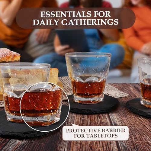 Slate Coasters Set of 8 with Metal Holder, Modern Stone Coasters for Drinks - Image 6