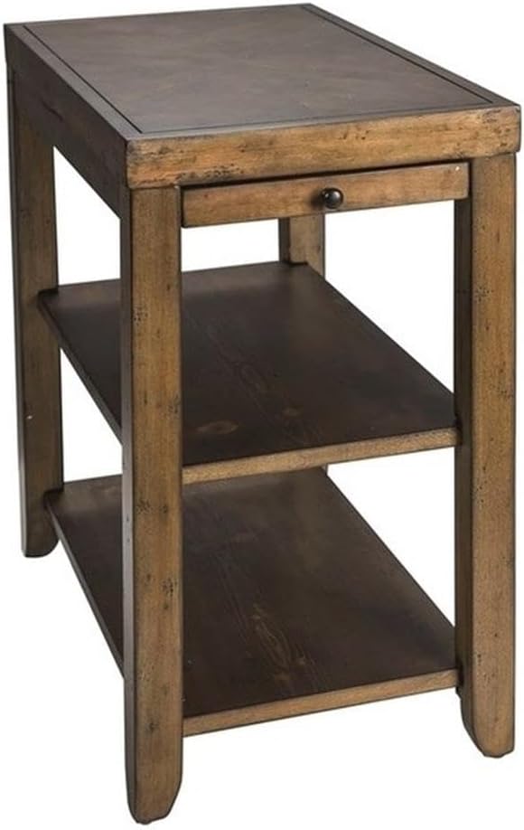 Pemberly Row Transitional Wood Chair Side Table, Nutmeg Finish, 29.75 in x 52 by PEMBERLYROW