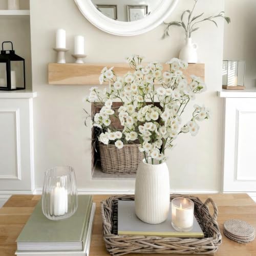 3Pcs Artificial Wildflowers White Long Stem Faux Silk Flowers for Tall Vase - Image 6
