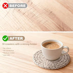 OIAHOMY 10 Pcs Drink Coasters with Holder, Boho Cotton Woven Coaster Set, Absorbent Coaster Protection for Various Cups, Ideal for Coffee Tables Home Decor and Gift, 4.3 Inches, Brown - Image 7