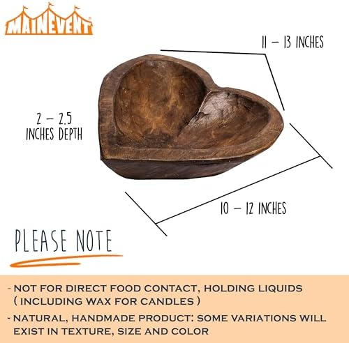 Decorative Bowl Home Decor Approx 10.5x12 Inch, Hand Carved Spanish Oak - Image 3