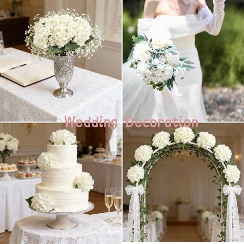 Kimura's Cabin 6Pcs Fake White Hydrangea Artificial Flowers Silk Hydrangeas - Image 6
