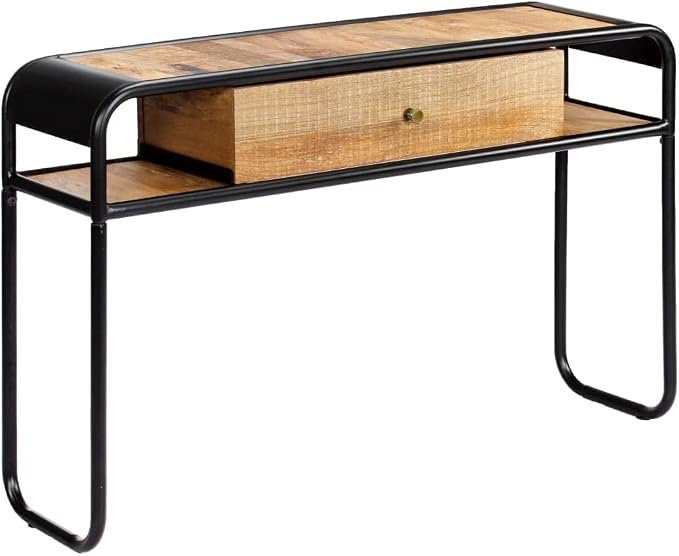 Console Table with 1 Drawer and 2 Compartments, 46.5"x11.8"x29.5" Solid Mango - Image 3