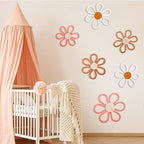 Barydat 6 Pcs Daisy Nursery Decor Retro Flower Pink, Brown, White - Image 4