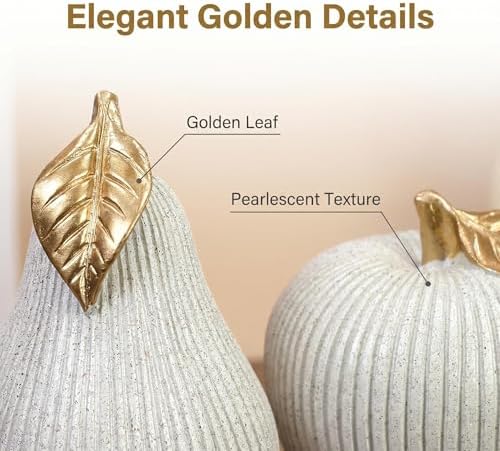 Apple and Pear Decor Set, Modern Fruit Sculpture Home Decor, White and Gold Decorative Ornaments for Living Room Bedroom Desk Shelf Coffee Table, Aesthetic Room Decor Unique Gift - Image 6