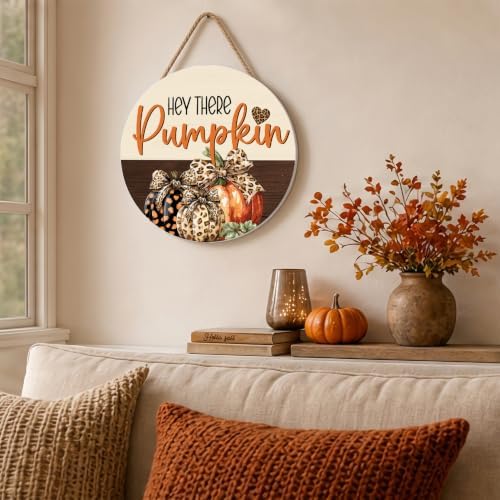 Fall Pumpkin Decorations for Home, Hey There Welcome Wooden Sign - Image 5