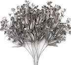 Artificial Plants for Christmas, CATTREE Plastic Grass Faux Shrubs Fake Leaves Simulation Flowers Bushes Home Indoor Outdoor Garden Wedding Festival Decoration Hall Table Planter Filler – Silver 2 Pcs by CATTREE