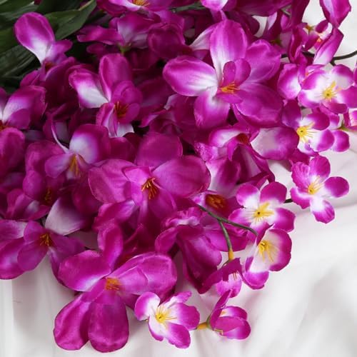 Orchids Artificial Flowers 10 PCS Fake Orchid Silk Flowers 27 Inches Faux Orchid Artificial Orchid Artificial Flowers for Decoration for Wedding Dinning Home Restaurant (Fuchsia) - Image 4
