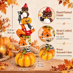 12" H Fall Fox Pumpkin Figurine, Table, Mantel, Shelf Home Decor - Image 2