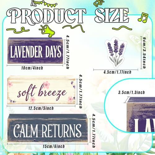 Spring Decoration For Home Wooden Lavender Tiered Tray Decor Rustic Spring Block Sign with Lavender Farmhouse Tabletop Spring Decor Centerpiece for Tables Seasonal Home Easter Decor - Image 4