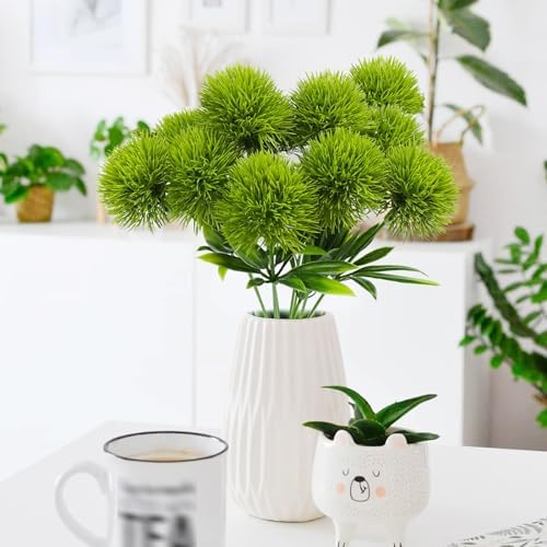 Uieke 36Pcs Dandelion Artificial Flowers, Artificial Flowers for Decoration Fake Plants Bouquet Plastic Flowers for Home Decoration Wedding Decor Flower Arrangment Green - Image 5