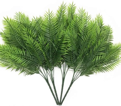 Artificial Ferns Plants, Fake Plastic Fern Leaves Shrubs Faux Plant Bushes for Outdoor Indoor Greenery Grass Home Garden Decor UV Resistant Table Arrangements DIY Decoration Planting Filler - 4 Pack by LOVENIMEN