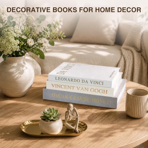 Teyomi Set of 3 Artistic Decorative Books for Home Decor with Gold Tray - Image 5
