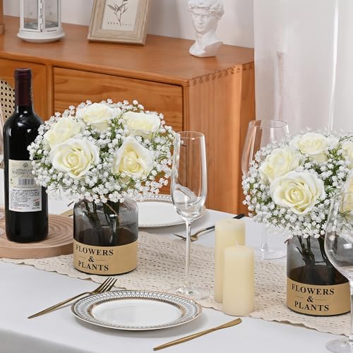Dolicer 24 Pcs Babys Breath Artificial Flowers Rose Bouquet - Image 2