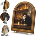 3D Funny Tuxedo Cat Wall Art Sign for Bar Decor, Vintage Drinking Cat Portrait Wall Decor, 8x10 Inch - Image 3