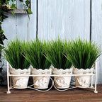 XLFAQXM 8 Pack Artificial Plants Flowers Grass Shrubs No Fade Faux Plastic Flowers Outdoor for Farmhouse Garden Porch Patio Indoor Wedding Decoration Greenery Fake Plants uv Resistant (3#Green) - Image 6