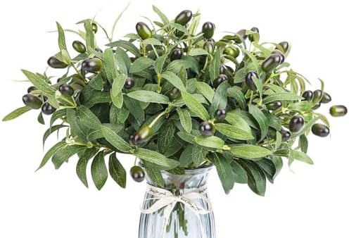 30pcs 10” Faux Olive Leaves Fake Olive Branches for Small Vase by Erlandens