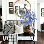 3 Pcs Artificial Wildflowers Dark Blue Long Stem Faux Silk Flowers for Vase - Image 3