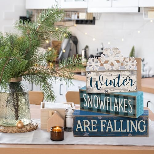 Yuntau 4 Pcs Winter Home Decorations Snowflake Centerpieces for Tables - Image 5
