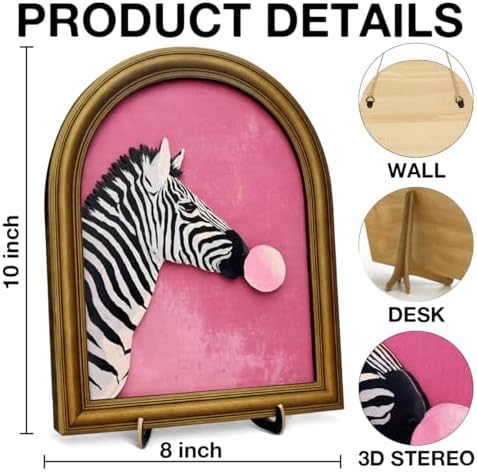3D Funky Pink Zebra Bubble Gum Wall Art Sign Room Decor - Image 2
