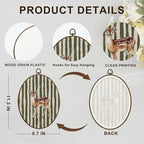 dvhdajed Vintage Olive Deer Oval Wall Art Decor, Deer Nursery Decor,Farmhouse Reindeer Framed Canvas Art, Retro Rustic Reindeer Wall Hanging Decoration for Kitchen Living Room Bathroom, 8.7x11.3 In - Image 7