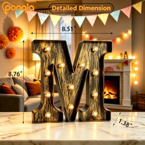 Pooqla Vintage Light Up Marquee Letters with Lights – Illuminated Industrial Style Lighted Alphabet Letter Signs - Coffee Bar Apartment Bedroom Wall Home Initials Decor A-Z - Image 4