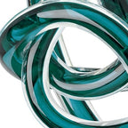 Torre & Tagus Orbit Hand Blown Glass Infinity Knot Sculpture - 4.5 Inch Glass Art Teal Knot Decor Ball for Home Decor, Small Centerpiece Table Decoration for Home Interior (Clear Teal) - Image 4