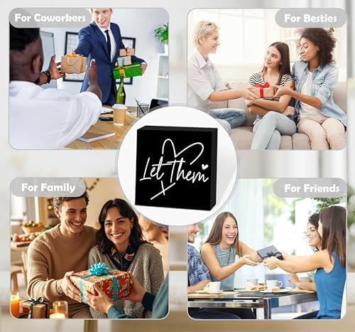 Let Them Wooden Sign, Black Office Decorations for Work, Let Them Mental Health Rustic Wood Box Signs 5x5 Inch, Desk Shelf Tabletop Decor for Home Cubicle Decor, Office Gifts for Coworkers Women, 18 - Image 6