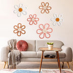 Barydat 6 Pcs Daisy Nursery Decor Retro Flower Pink, Brown, White by home