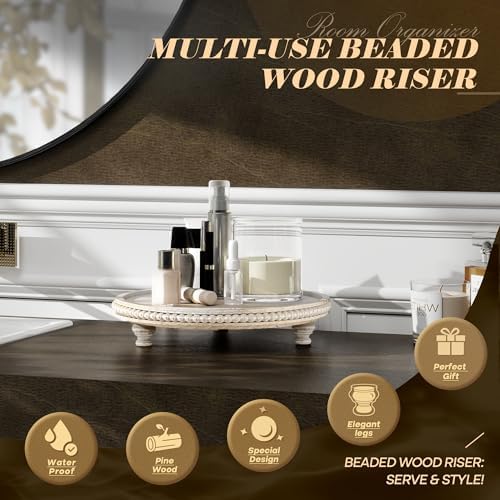 EOSAHR Beaded Round Display Riser for Bathroom Sink Decor, Light Natural - Image 5