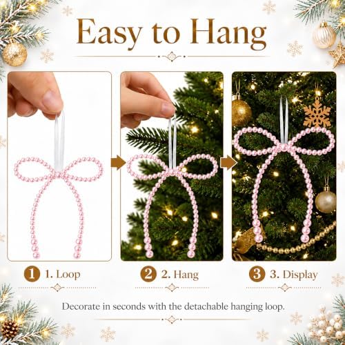 DIYDEC 18PCS Large Christmas Pearl Bow Ornament 7in Tree Topper Decor - Image 3