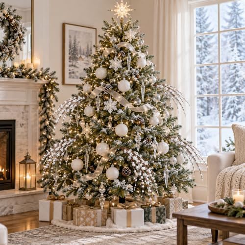 5Pcs White 29.5" Artificial Jasmine Flowers for Christmas DIY Wreath Decor - Image 3