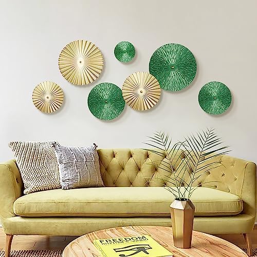 TEIPAI Emerald Green and Gold Wall Decor for Bedroom, 7PCS Metal Wall Art - Image 5
