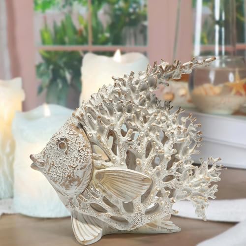 Hodao Sea Coral Fish Figurines, Angelfish Coral Reef Coastal Beach Decor - Image 5