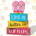 Yuntau 4 Pcs Summer Flip Flop Decor Wooden Beach Table Centerpiece Sign by Yuntau
