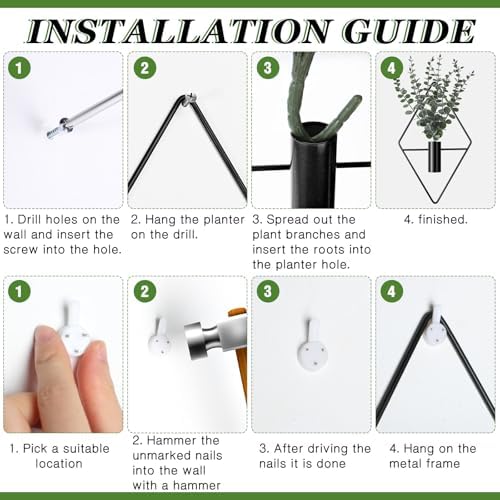 Jexine 2 Pcs Hanging Artificial Planters Wall Decor, Black, Eucalyptus - Image 3