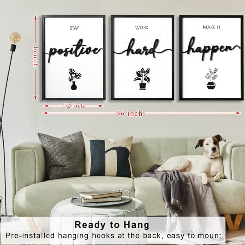 3D Wood Inspirational Wall Art, Framed Motivational Office Wall Decor, Positive Affirmations Wall Decor for Home Office Bedroom Living Room (Ready to Hang, 12x16 Inch, Set of 3, Framed) - Image 5